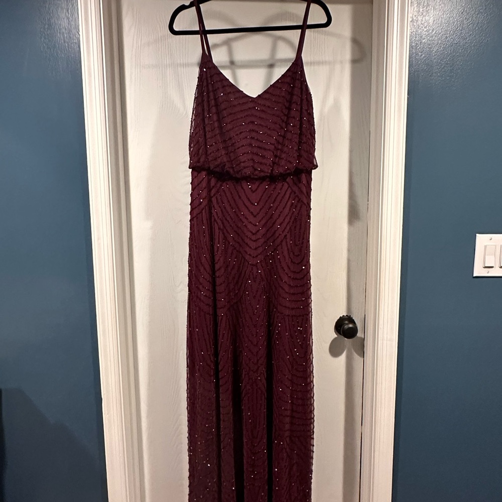 Adrianna Papell Plum Beaded Blouson Dress